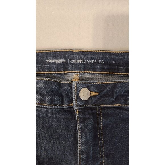 Woolworths Classic Collection cropped wide leg womens denim jeans size 14 - Picture 2 of 12